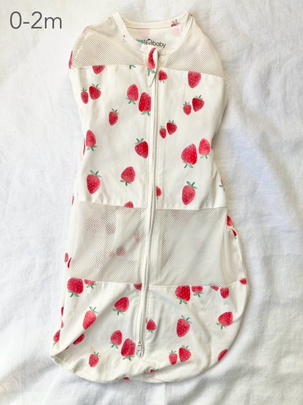 💙2/$25 Happiest Baby Sleepea 0-2 Months Newborn Ivory Strawberry Sleep Swaddle